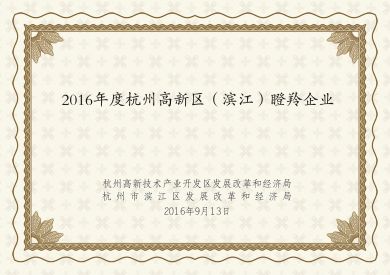 2016年度杭州高新区（滨江）瞪羚企业